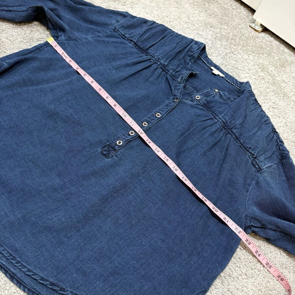 Anthropologie Pilcro Henley Blouse Denim Size S Western Boho - Picture 11 of 13